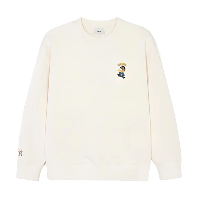 MLB SS24 New York Yankees Logo Crewneck Long Sleeve Sweatshirt Cream Unisex 3AMTE0241-50CRS