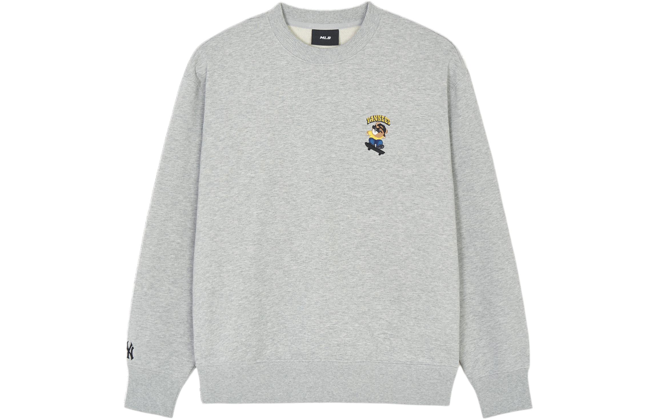 MLB SS24 New York Yankees Logo Crewneck Sweatshirt Unisex Light Gray 3AMTE0241-50MGD