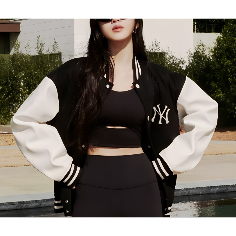 Shop MLB SS24 ニューヨーク・ヤンキース ロゴ パッチ ベースボールジャケット ユニセックス ブラック. 3AJPV0541-50BKS