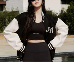 Shop MLB SS24 Jaket Baseball Unisex Hitam Logo New York Yankees Patch. 3AJPV0541-50BKS