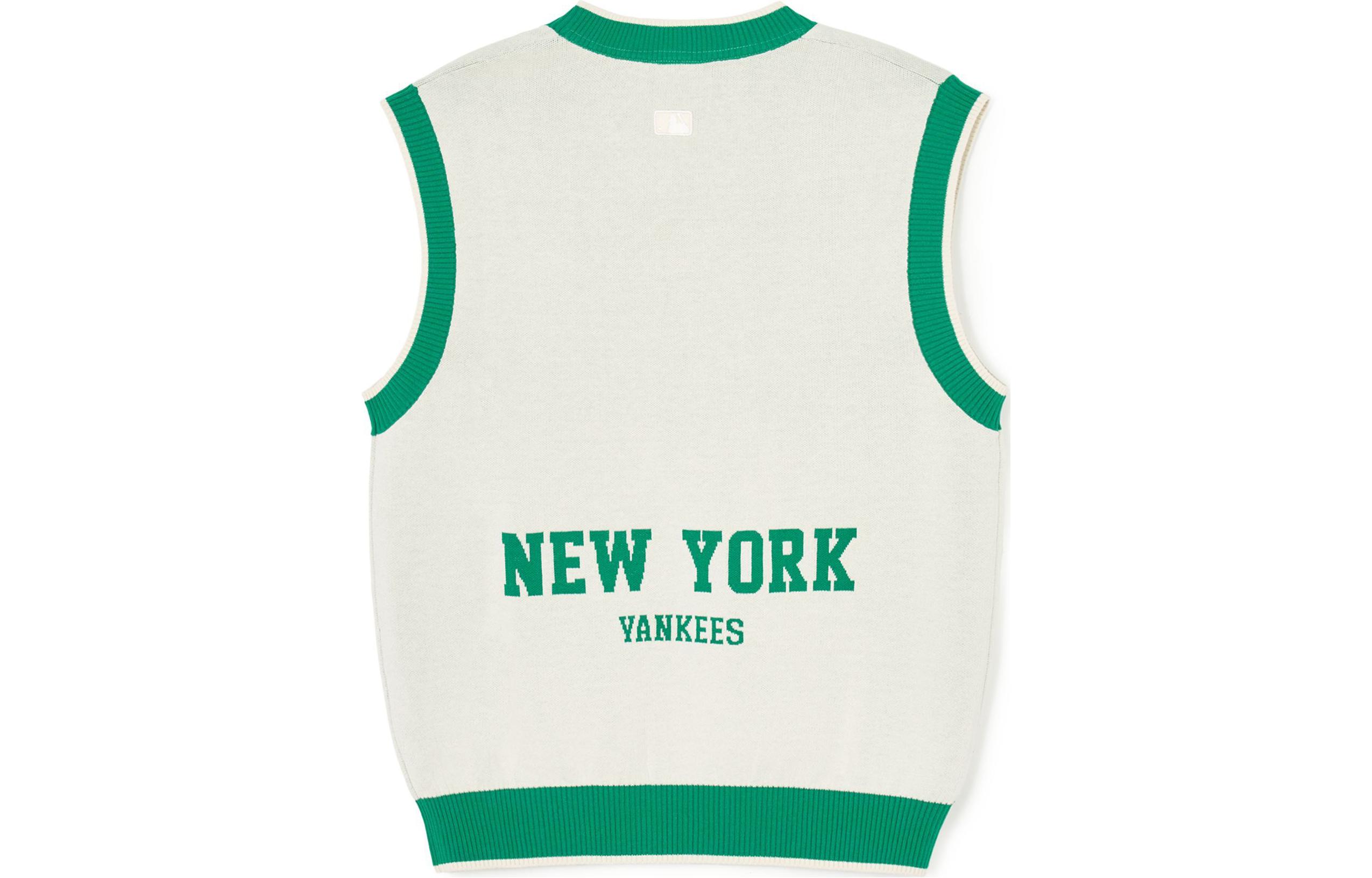 Lookbook MLB SS24 ニューヨーク・ヤンキース ロゴ Vネック プルオーバーベスト ユニセックス クリーム. 3AKPV0341-50CRD