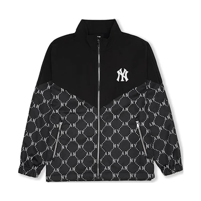 MLB SS24 New York Yankees Monogram Zip-Up Long Sleeve Jacket Unisex Black 3AWJM0341-50BKS