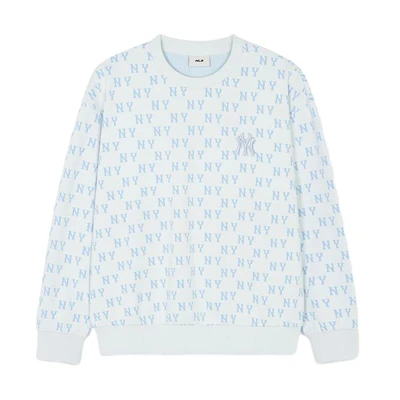 MLB SS24 New York Yankees Retro All-Over Print Pullover Sweatshirt Cream Unisex 3AMTM0241-50CRS