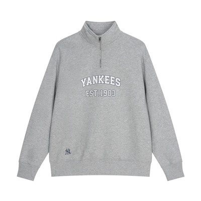 MLB SS24 New York Yankees Retro Half-Zip Sweatshirt Unisex Light Grey 3AMTV0341-50MGS