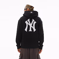 Shop MLB SS24 紐約洋基復古標誌連帽衫 黑色 男女春季早春時尚 3AHDM0141-50BKS