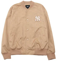 Order MLB SS24 紐約洋基復古字母紋棒球外套 男女同款 棕色 3AJPM0541-50SAD