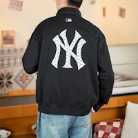 Purchase MLB SS24 New York Yankees Retro Monogram Stand Collar Jacket Unisex Black 3ATRM0441-50BKS