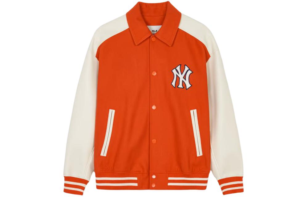 MLB SS24 New York Yankees Retro Varsity Button-Up Jacket Unisex Orange 3AJPV0341-50ORD