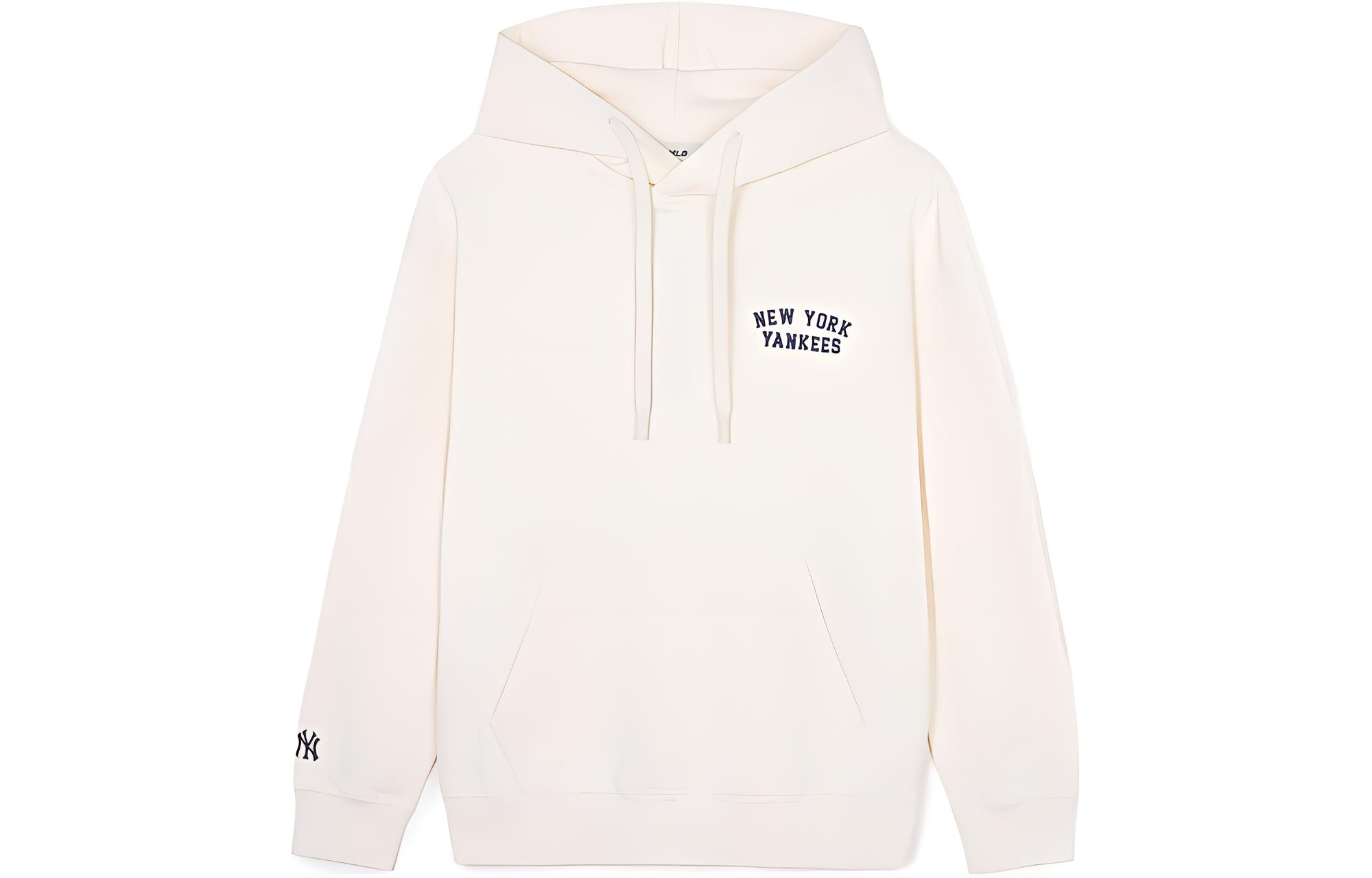 MLB SS24 New York Yankees Small Logo Embroidered Hoodie Unisex - Cream 3AHDB1141-50CRS