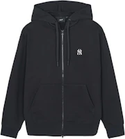 MLB SS24 New York Yankees Small Logo Loose Fit Zip Hoodie Jacket Black Unisex 3ATRB0141-50BKS MLB SS24 New York Yankees Small Logo Loose Fit Zip Hoodie Jacket Black Unisex 3ATRB0141-50BKS