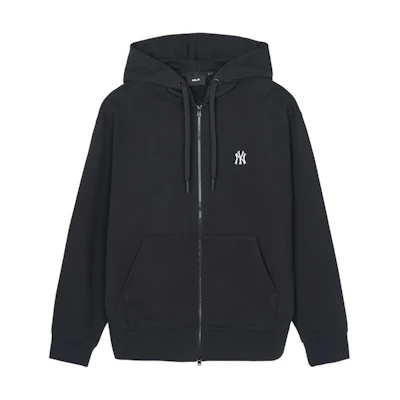 MLB SS24 New York Yankees Small Logo Loose Fit Zip Hoodie Jacket Black Unisex 3ATRB0141-50BKS