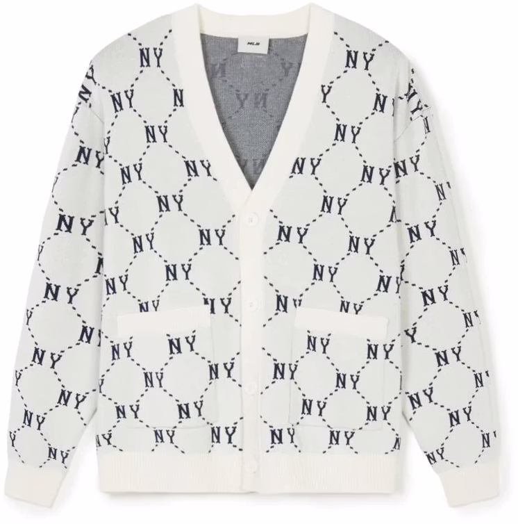 mlb-ss-24-ny-yankees-diamond-logo-knit-cardigan-unisex-cream-color-3-akcm-0241-50-crs