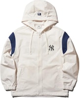 MLB SS24 NY Yankees Logo Patchwork Hoodie Jacket Unisex Cream Color. 3AWJV0343-50CRS MLB SS24 NY Yankees Logo Patchwork Hoodie Jacket Unisex Cream Color. 3AWJV0343-50CRS