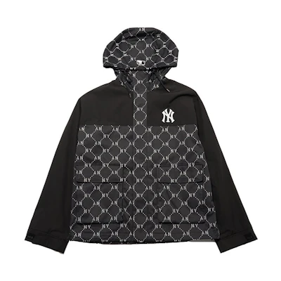 MLB SS24 NY Yankees Monogram Hoodie Jacket Unisex Black - Spring Autumn Wear 3AWJM0241-50BKS