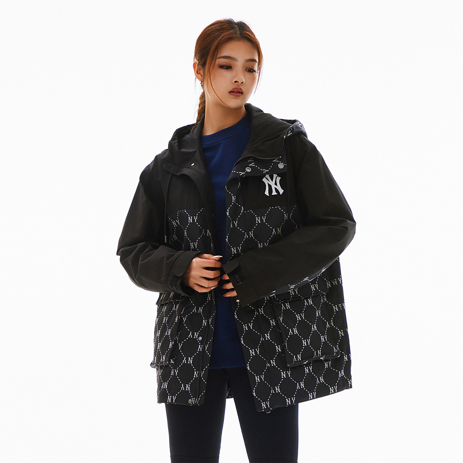 MLB SS24 NY Yankees Monogram Hoodie Jacket Unisex Black - Spring Autumn Wear 3AWJM0241-50BKS 圖 5
