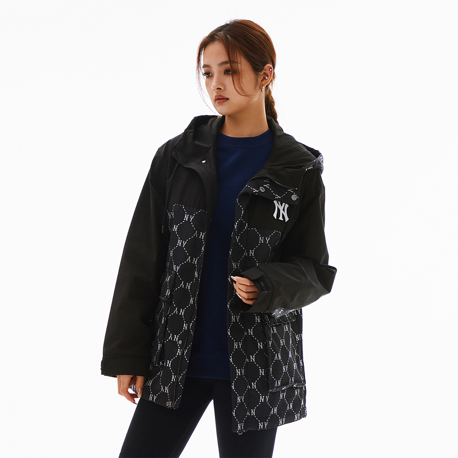 MLB SS24 NY Yankees Monogram Hoodie Jacket Unisex Black - Spring Autumn Wear 3AWJM0241-50BKS 圖 6