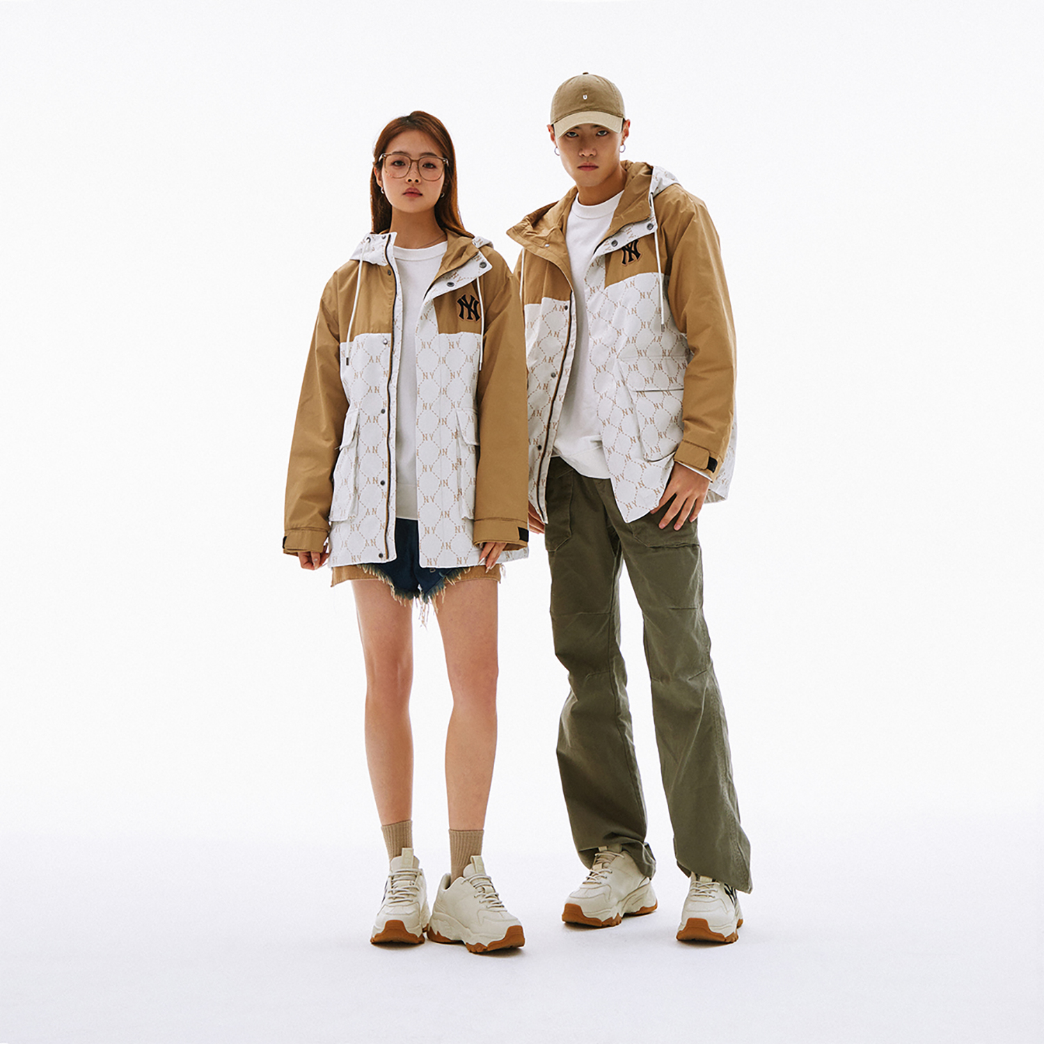 Cheap MLB SS24 Yankees Monogram Hoodie Jaket Kerja Outdoor Cream Unisex. 3AWJM0241-50CRS