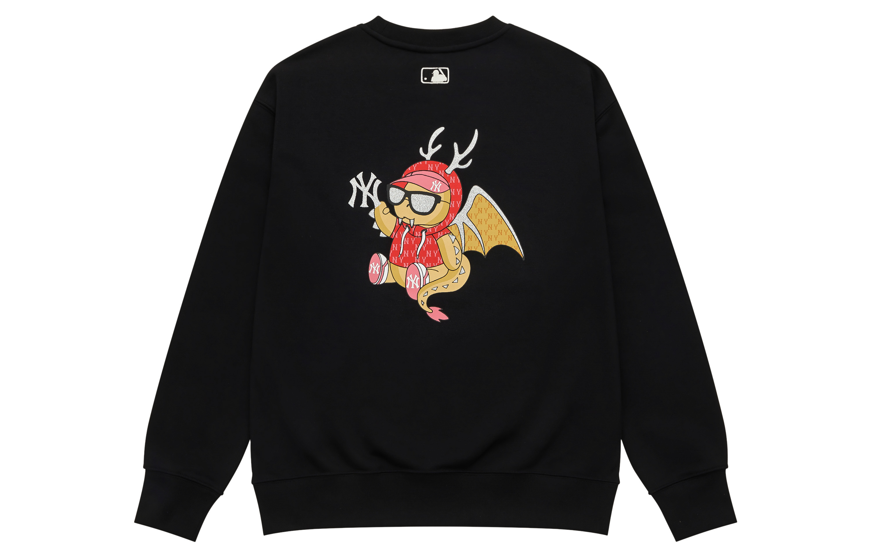 MLB SS24 Year of the Dragon Yankees Cartoon Black Crewneck Unisex Sweatshirt 3AMTQ0141-50BKS