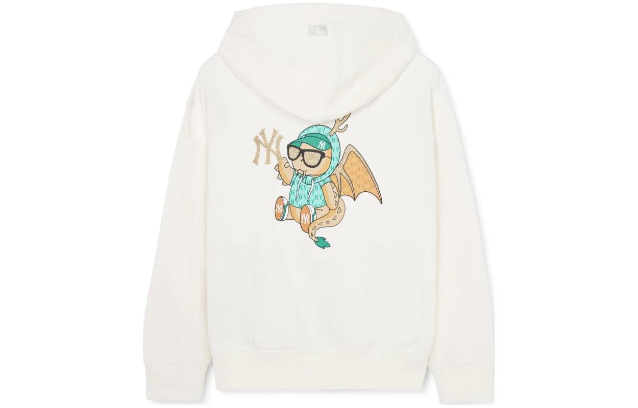 MLB SS24 Year of the Dragon Yankees Logo Cartoon Graphic White Zip Hoodie Jacket Unisex 3ATRQ0141-50CRS 圖 2
