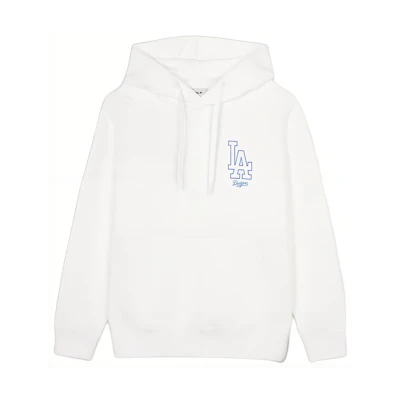 MLB Street Style Embroidered Logo Unisex White Pullover Hoodie 3AHDB0241-07WHS