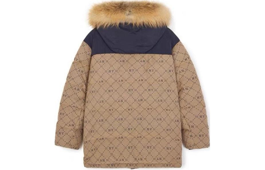 Lookbook MLB街头风秋冬款中性卡其色字母拉链连帽羽绒服. 3adjm0436-50bgs