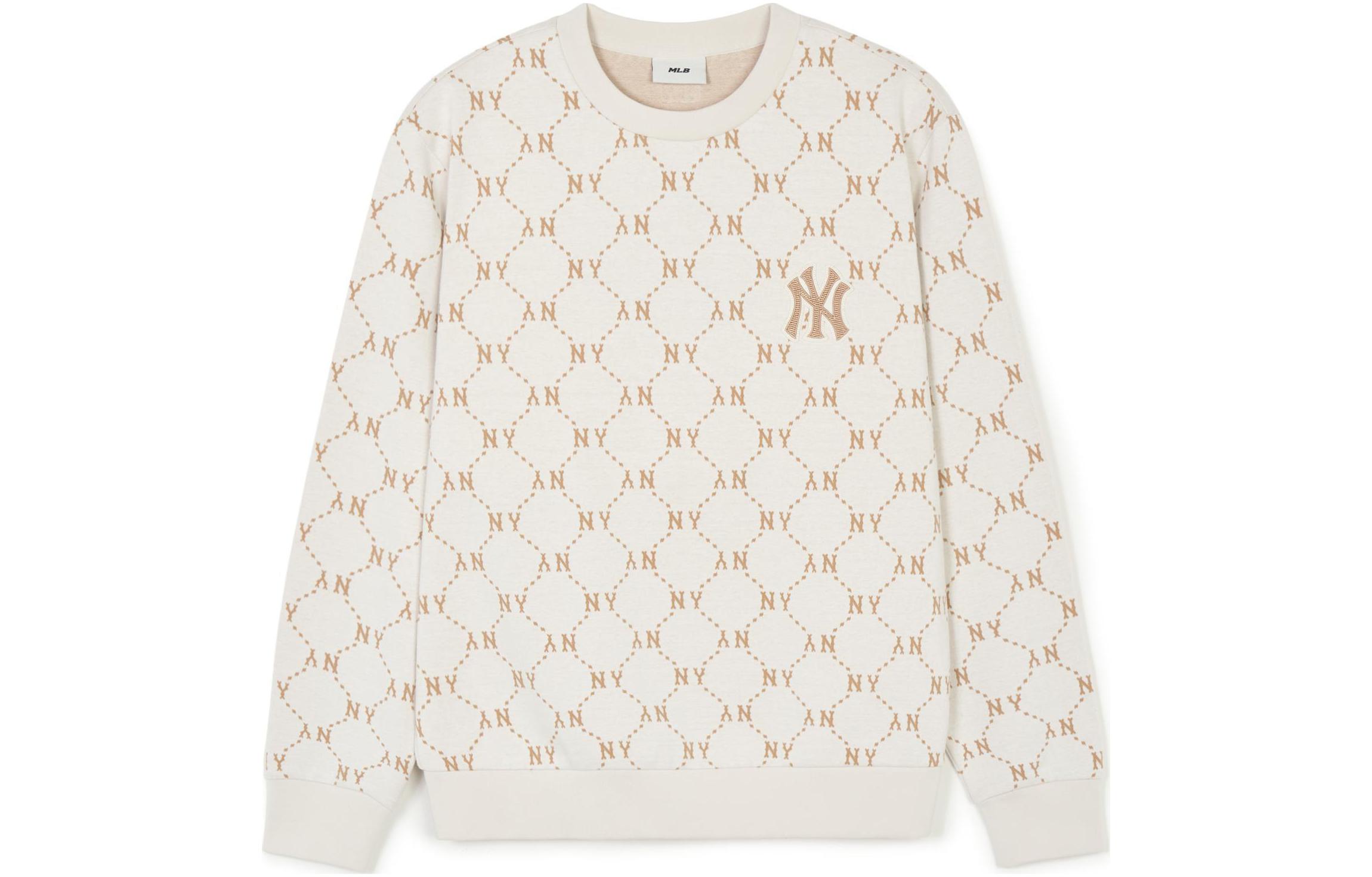 MLB T Monogram SS24 New York Yankees Cream Diamond Crewneck Sweatshirt Unisex 3AMTM0141-50CRS