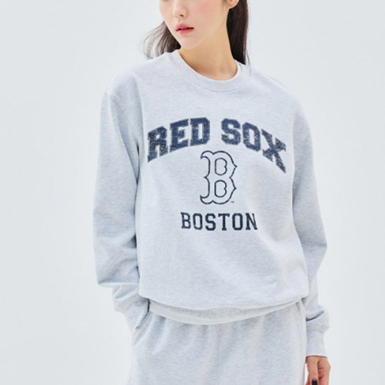 Cheap MLB T Varsity Boston Red Sox Crewneck Unisex - Kelabu 3AMTV0436-43MGL
