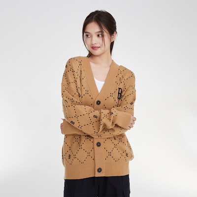 MLB 復古紋理寬鬆長袖針織衫 中性款 - 淺駝米色 3AKCM0134-43CAL Sizing MLB 復古紋理寬鬆長袖針織衫 中性款 - 淺駝米色 3AKCM0134-43CAL