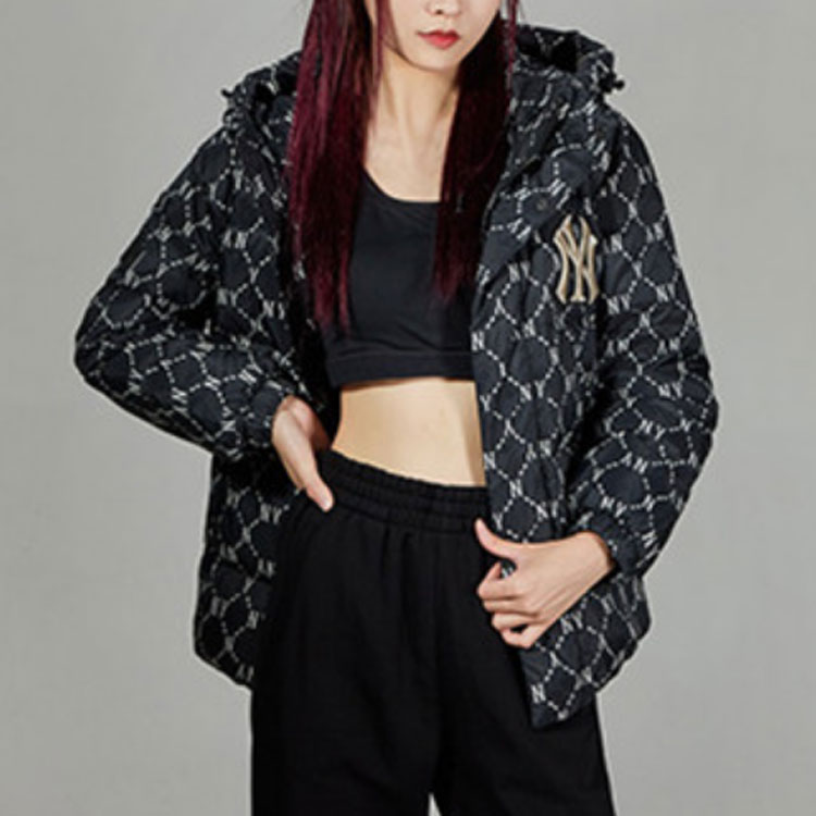 Purchase MLB 男女同款黑色连帽短款羽绒外套防风冬季夹克. 3ADJM0316-50BKS