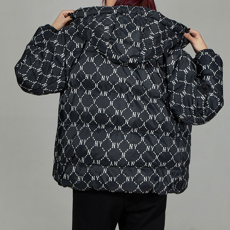 Sizing MLB 男女同款黑色连帽短款羽绒外套防风冬季夹克. 3ADJM0316-50BKS