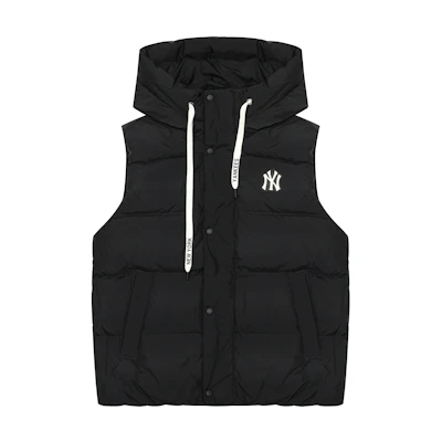 MLB Unisex Black Puffer Down Jacket with Hoodie - Windproof & Casual. 3ADVB0126-50BKS
