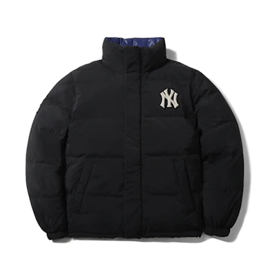MLB Unisex Black Reversible Shiny Puffer Down Jacket Winter Short Length 31DJ02061-50L