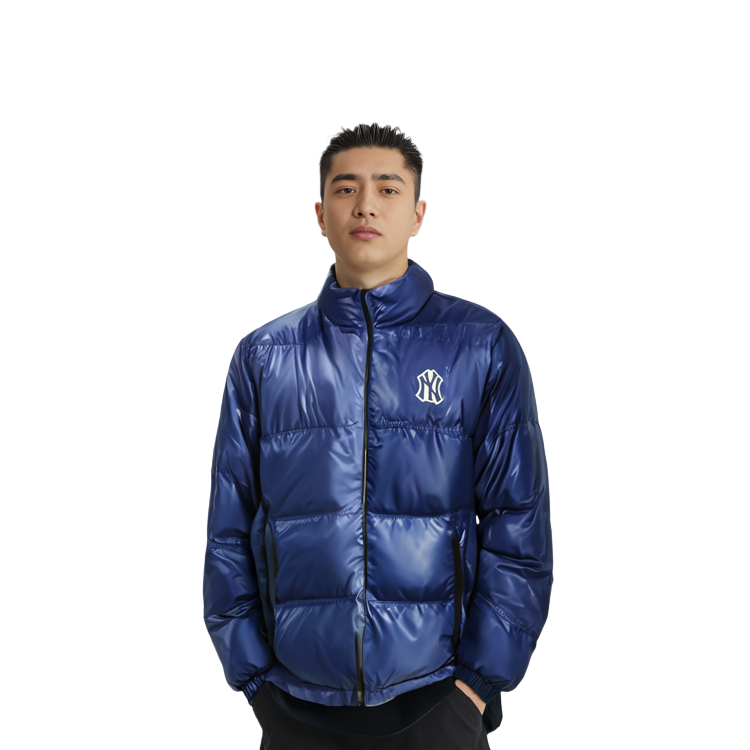 Sizing MLB 유니섹스 블랙 리버시블 샤이니 숏 푸퍼 다운 재킷 겨울용 31DJ02061-50L