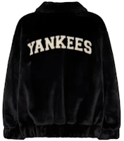 Lookbook MLB Unisex Black Solid Letter Print Zip Collar Slim Fit Long Sleeve Jacket 3AFDV0236-50BKS