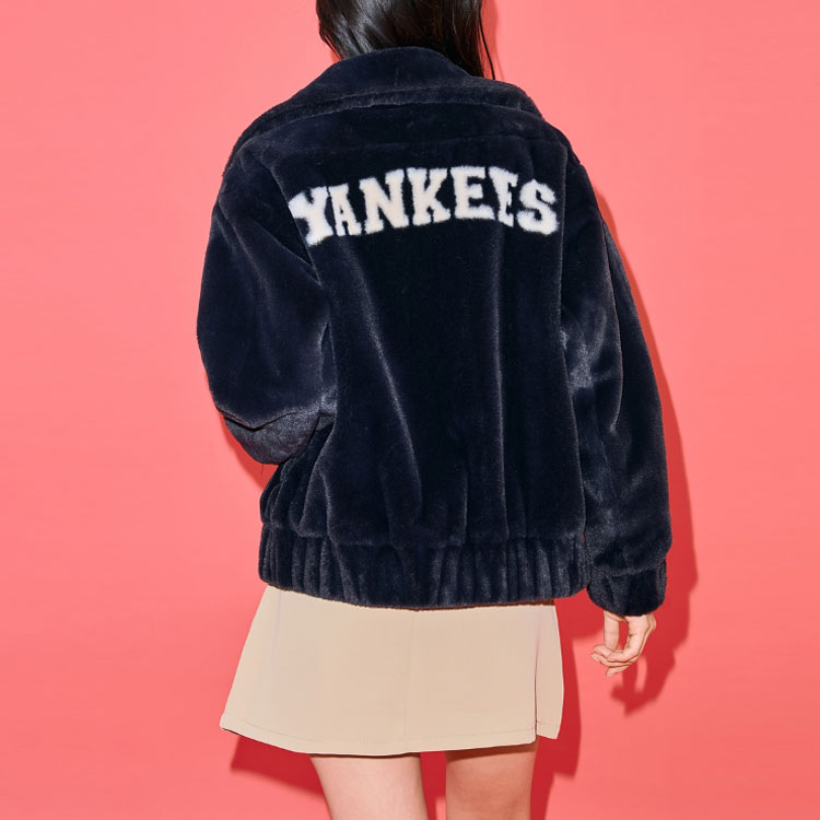 Cheap MLB Unisex Black Solid Letter Print Zip Collar Slim Fit Long Sleeve Jacket 3AFDV0236-50BKS