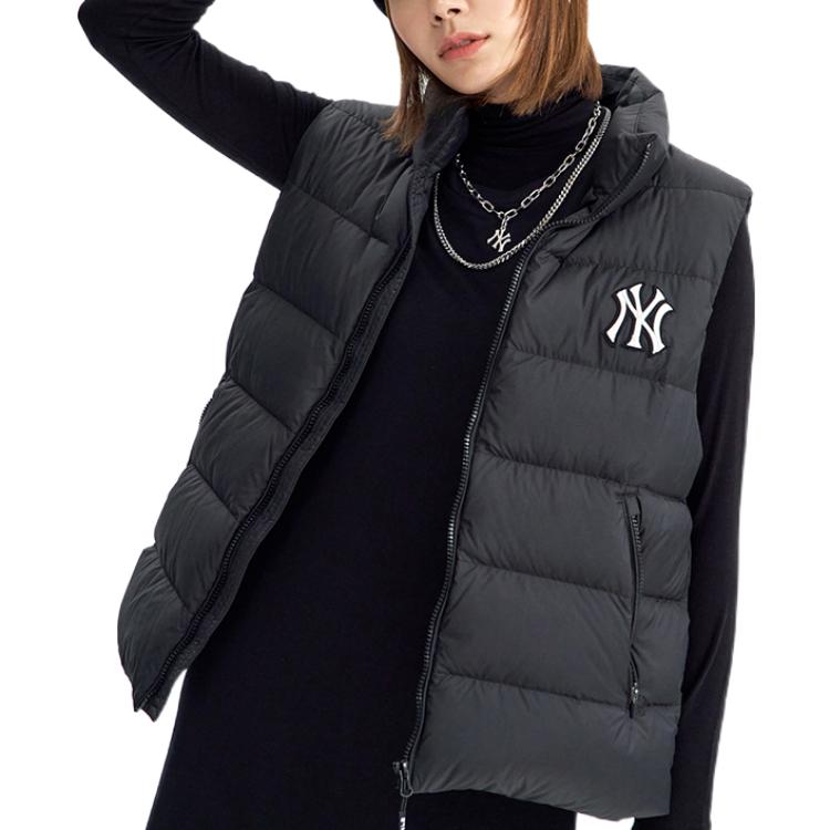 Shop MLB Unisex Rompi Puffer Hitam Tahan Angin Hangat untuk Gaya Santai 3ADVB0226