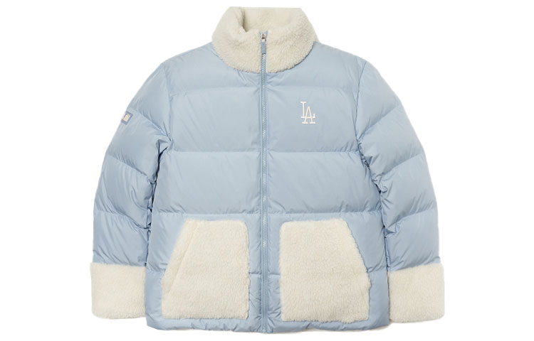 MLB Unisex Blue Short Puffer Jacket with Lettering and Lamb Wool Collar. 3ADJEC216-07BLL 圖 2