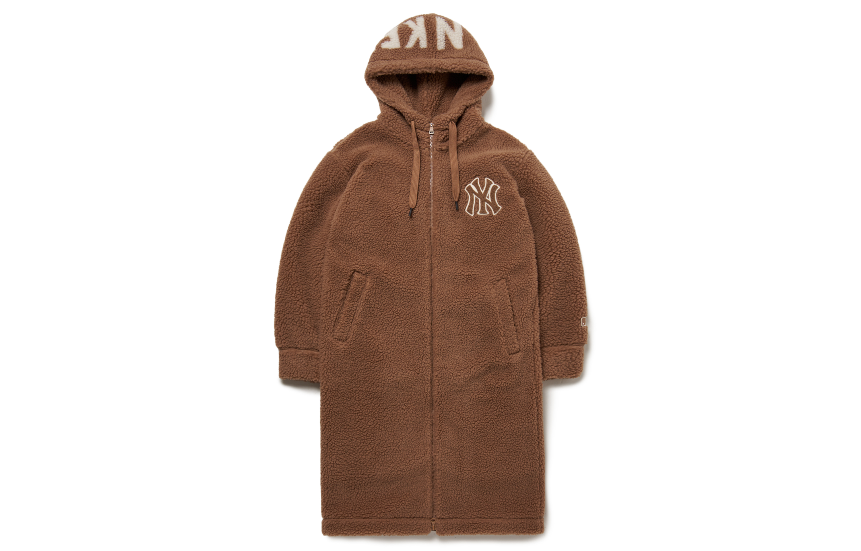 MLB Unisex Casual Mid-Length Jacket with Letter Patch Deep Beige. 3AJPF2816-50BGD