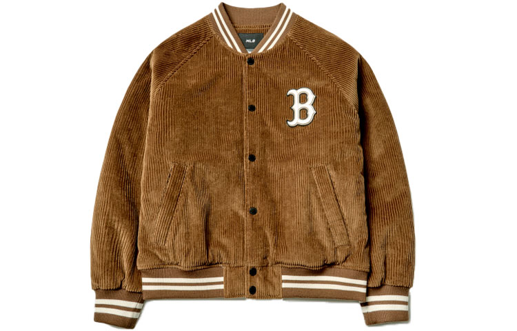 MLB Unisex Corduroy Baseball Jacket Beige - Relaxed Fit and Comfortable. 3AJP02016-43BRS