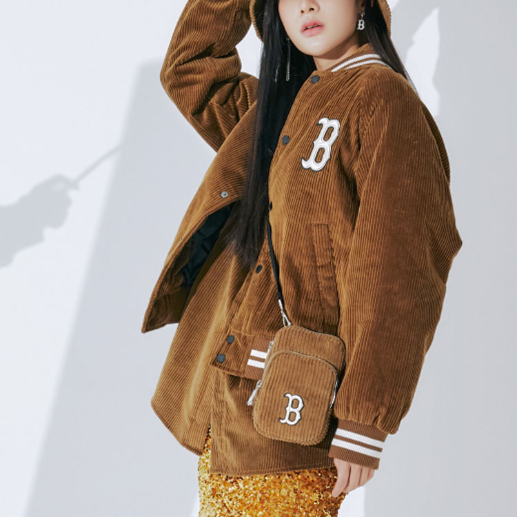 Sizing MLB 남녀공용 코듀로이 야구 재킷 베이지 - 편안한 릴렉스 핏. 3AJP02016-43BRS