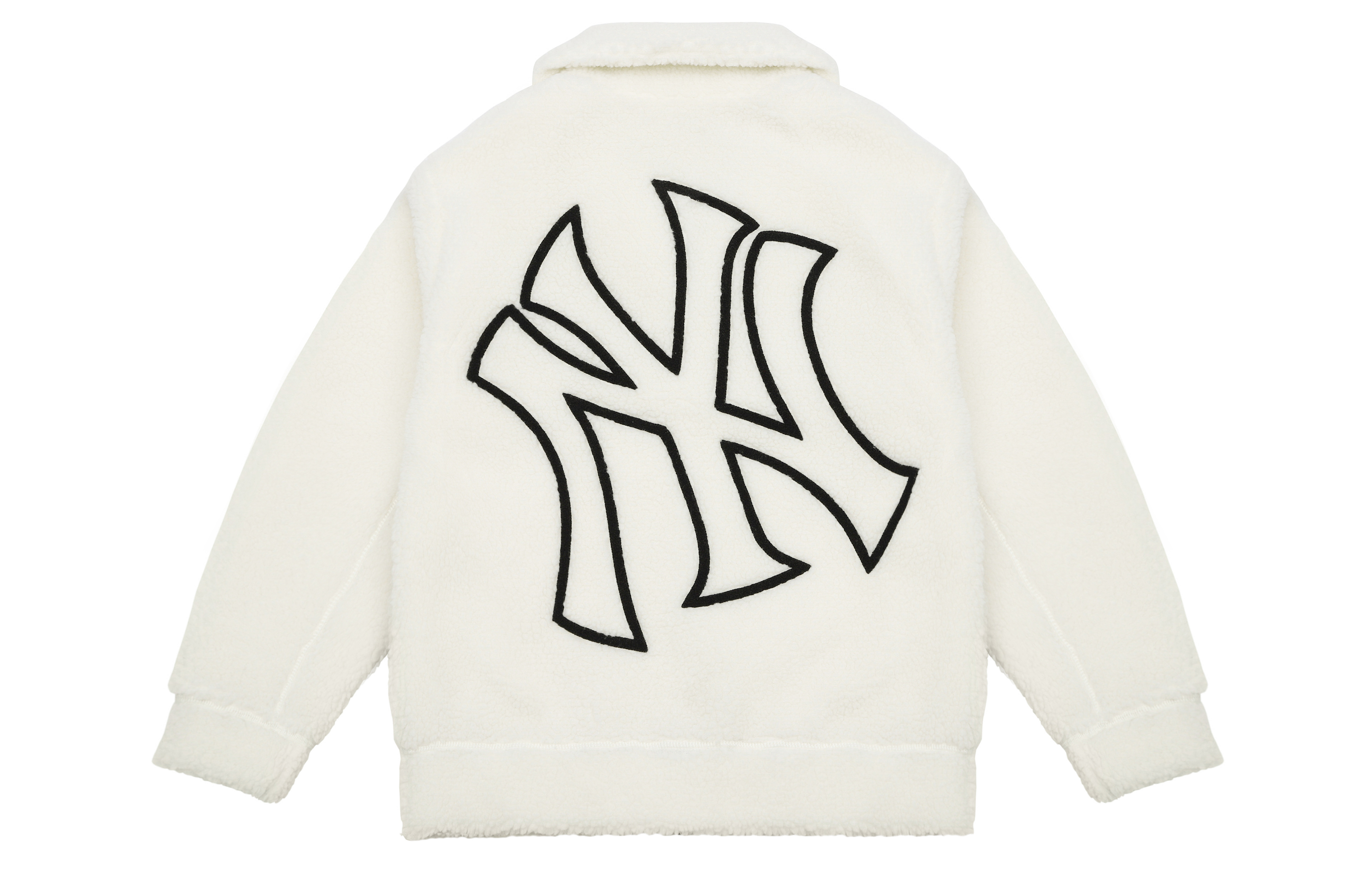 MLB Unisex Cream Sherpa Jacket with Solid Logo Print. 3AJPF0216-50CRS