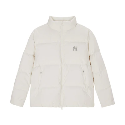 MLB Unisex Cream Solid Logo Zip-Up Puffer Jacket 3ADJB0336-50CRS