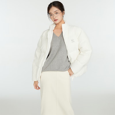 MLB 男女米白色純色LOGO拉鍊羽絨外套 3ADJB0336-50CRS Purchase MLB 男女米白色純色LOGO拉鍊羽絨外套 3ADJB0336-50CRS