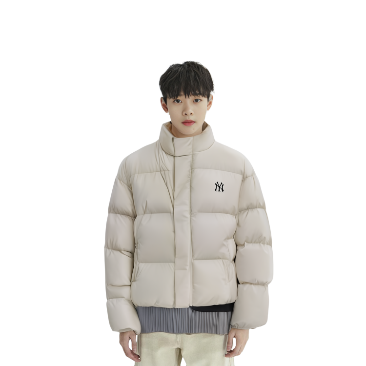 Sizing Chaqueta Puffer Cálida Unisex MLB Crema con Cuello Alto. 3ADJB0736-50CRS