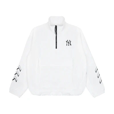 MLB Unisex Half-Zip Baseball Track Jacket White Long Sleeve 31JPU6131-50W