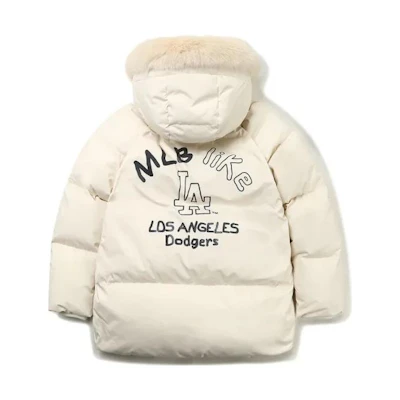 MLB Unisex Ivory Hooded Lettering Down Jacket 3ADJEC1