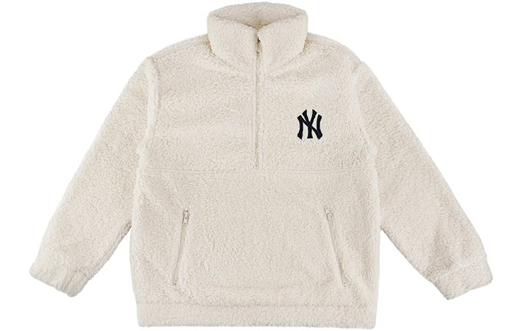 MLB Unisex Ivory Sherpa Fleece Half-Zip Hoodie - Casual and Sporty 31MTF3061-50I 圖 2