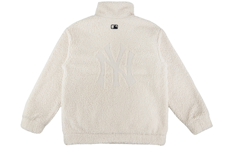 MLB Unisex Ivory Sherpa Fleece Half-Zip Hoodie - Casual and Sporty 31MTF3061-50I 圖 3