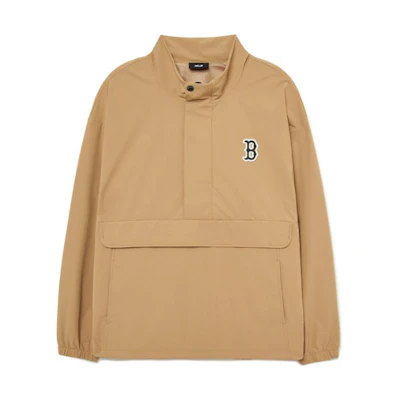 MLB Unisex Khaki Solid Color Stand Collar Loose Fit Long Sleeve Jacket 3AWJB0234-43BGD
