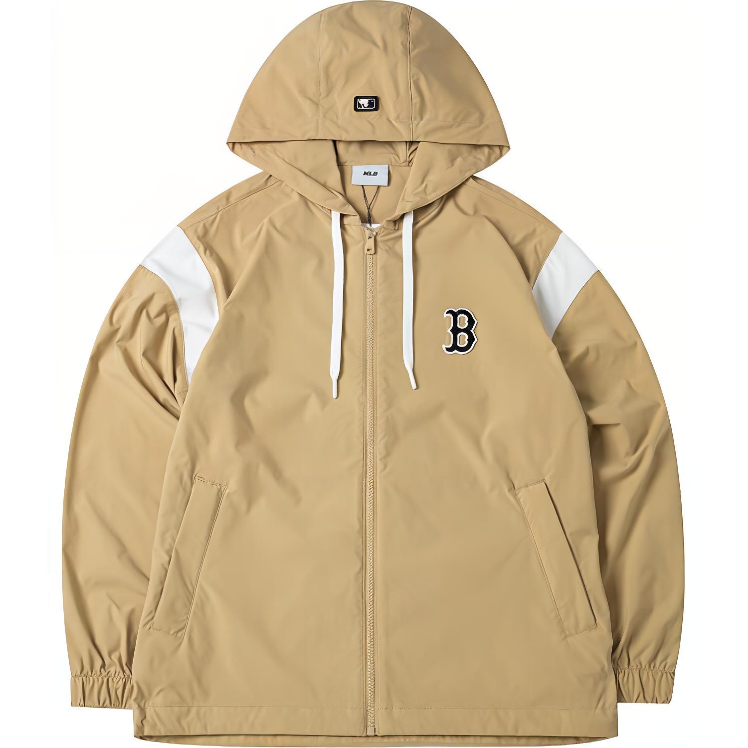 MLB Unisex Letter Casual Zip-Up Hoodie Jacket - Beige 3AWJV0343-43BGS